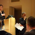Lisa Kuitert (Universiteit van Amsterdam) en Jan Bos (Koninklijke Bibliotheek)